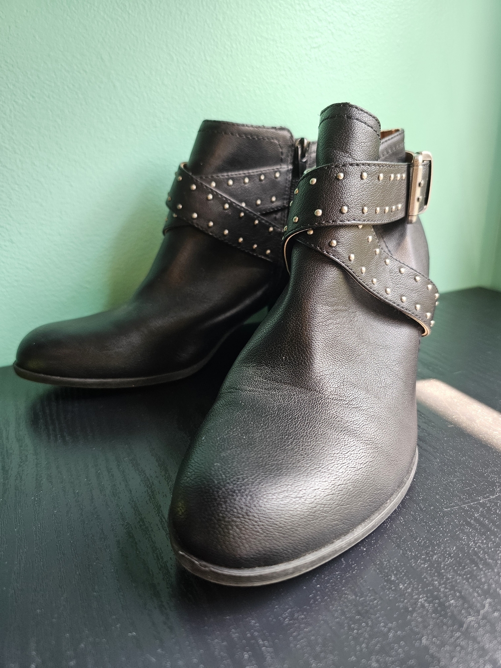 Indigo Rd. "Samantha" Black Studded Wrap-Ankle Booties Women's US Size 8.5